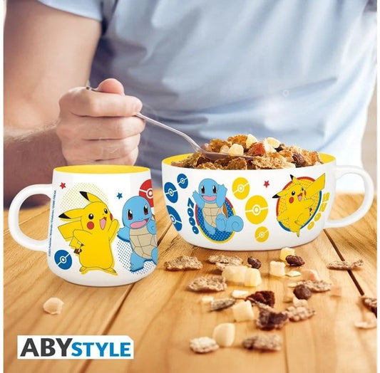 POKEMON - Breakfast Set Mug + Bowl - Pikachu & Kanto Starters