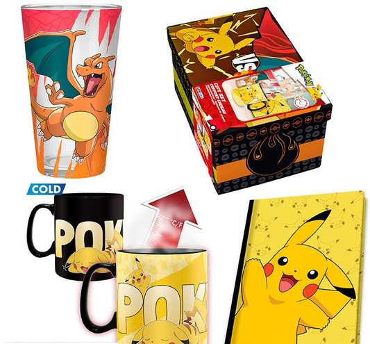 POKEMON Gift set premium Large Glass + Mu + notebook Pikachu