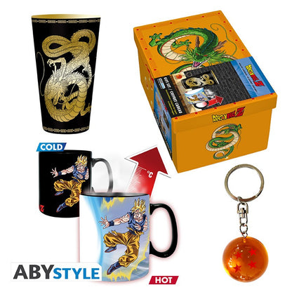 DRAGON BALL Gift Set premium Large Glass+3D Keychain+Mug HeatChange