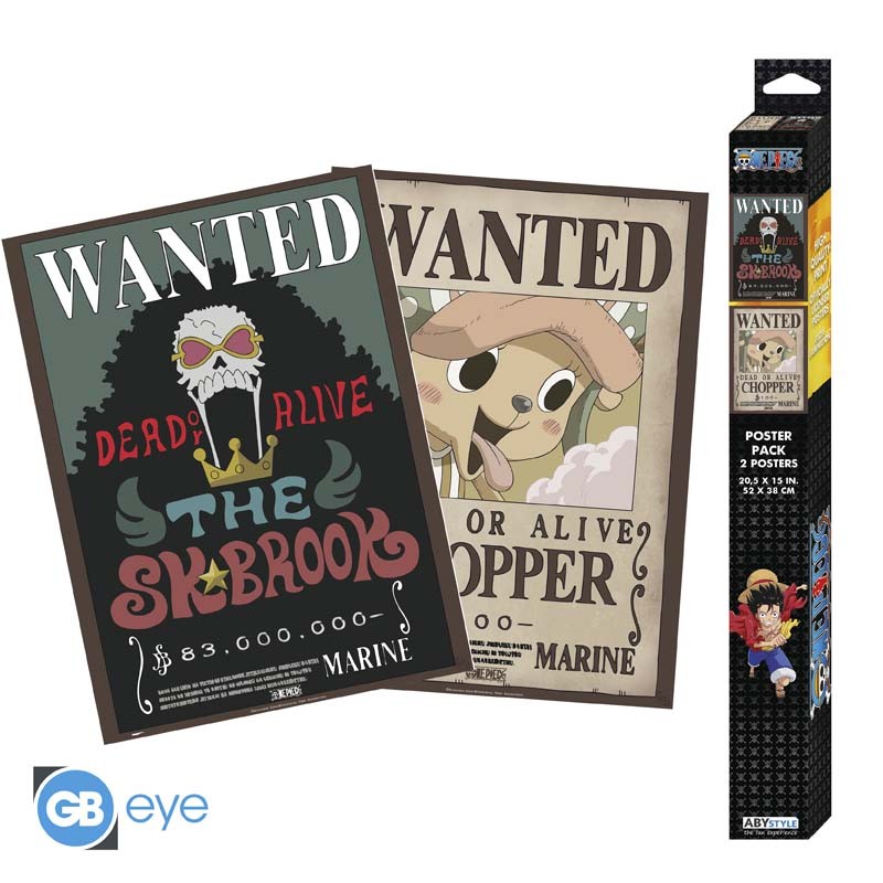 ONE PIECE Set 2 Chibi Posters Wanted Chopper & Brook