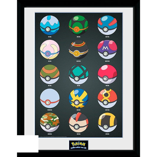 Pokéballs Framed Print - Pokémon 30x40cm