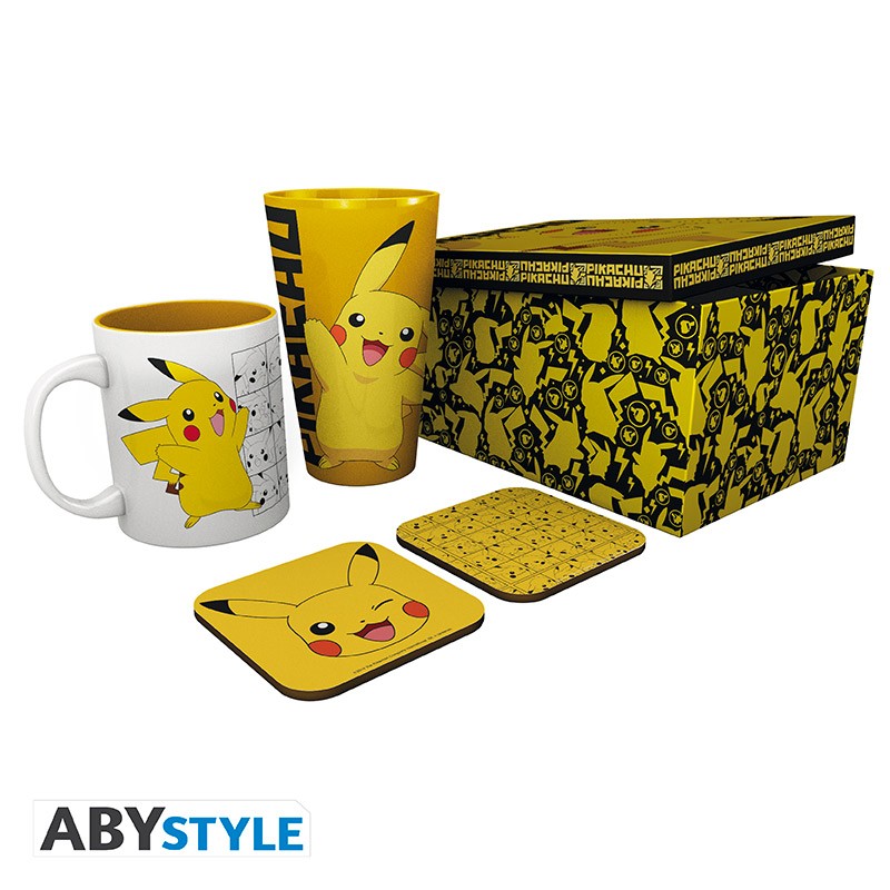 POKEMON - Gift -Pck glass XXL + mug + 2 coasters "pikachu"