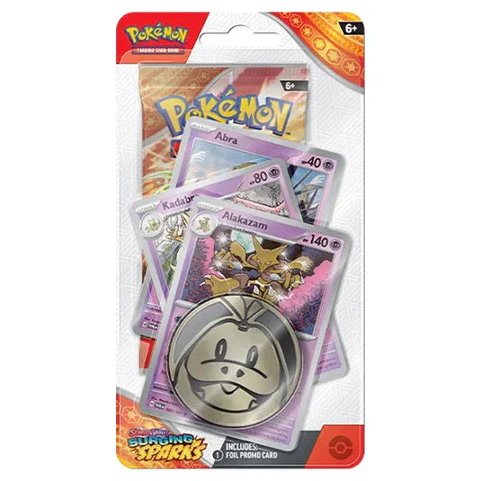 Pokémon Surging Sparks Premium Checklane Blister Alakazam